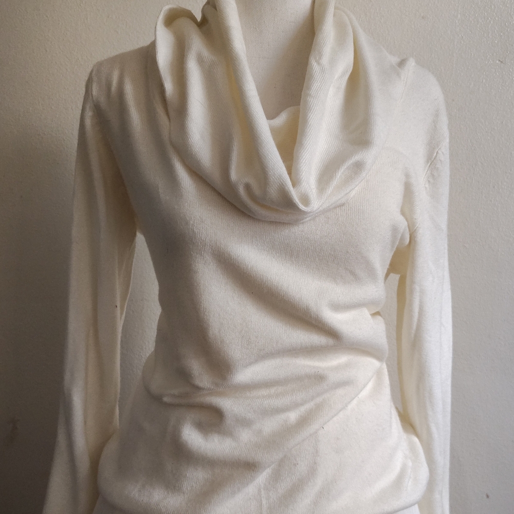 Elegant Cream Cowl Neck Sweater